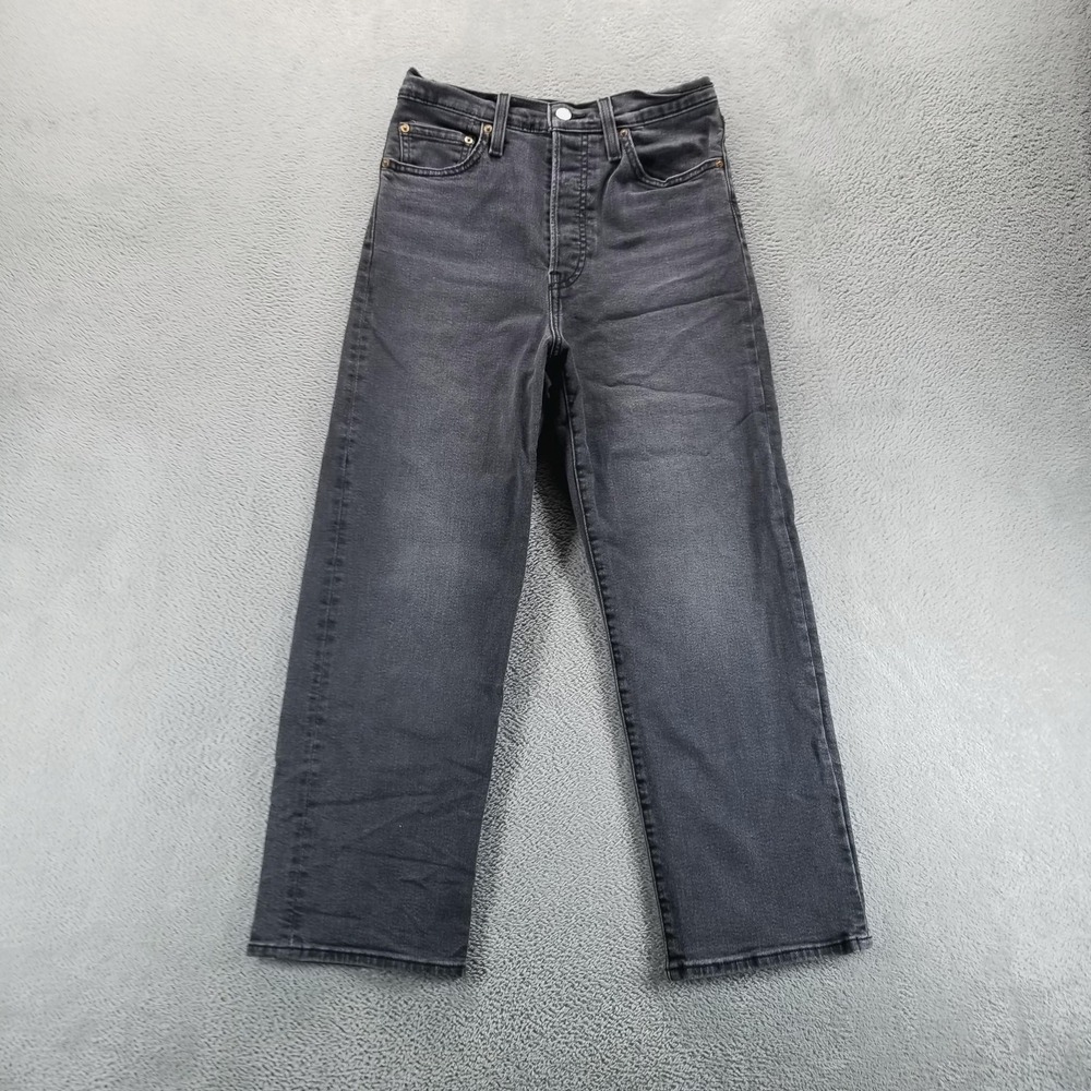 Levis Jeans‎ Womens 28 Gray Ribcage Straight Ankle High Rise Button Fly